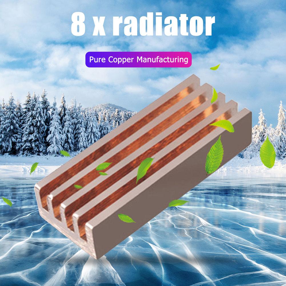 8pcs Adhesive Pure Copper Heatsink Laptop PC RAM Memory Graphics Card Cooler Radiator Reducing Computer Temperature