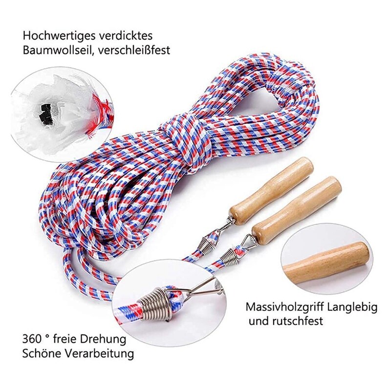 Skipping Rope for Multiple Players,with Wooden Handle,Team Group Jump Rope for School Sport Outdoor Activities