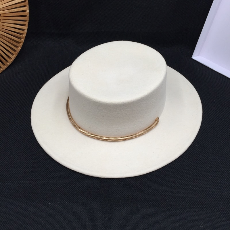 Sombreros de ala ancha con temperamento de diosa, lana blanca, para , Panamá, Europa, Estados Unidos, británico