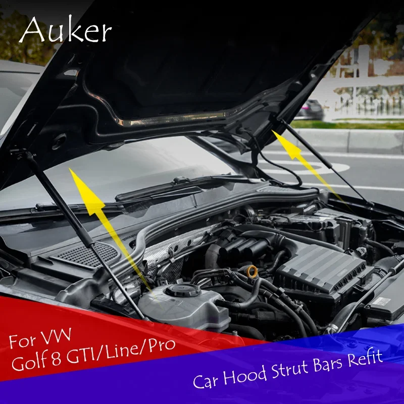Para VW Golf 8 GTI/Line/Pro -2025, capó de estilo de coche, barras de soporte de elevación de choque de Gas, accesorios de varilla de soporte