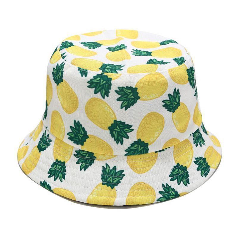 Unisexe été deux côtés porter réversible seau chapeau bohème ananas pastèque Fruits impression pliable pêcheur casquette: 5