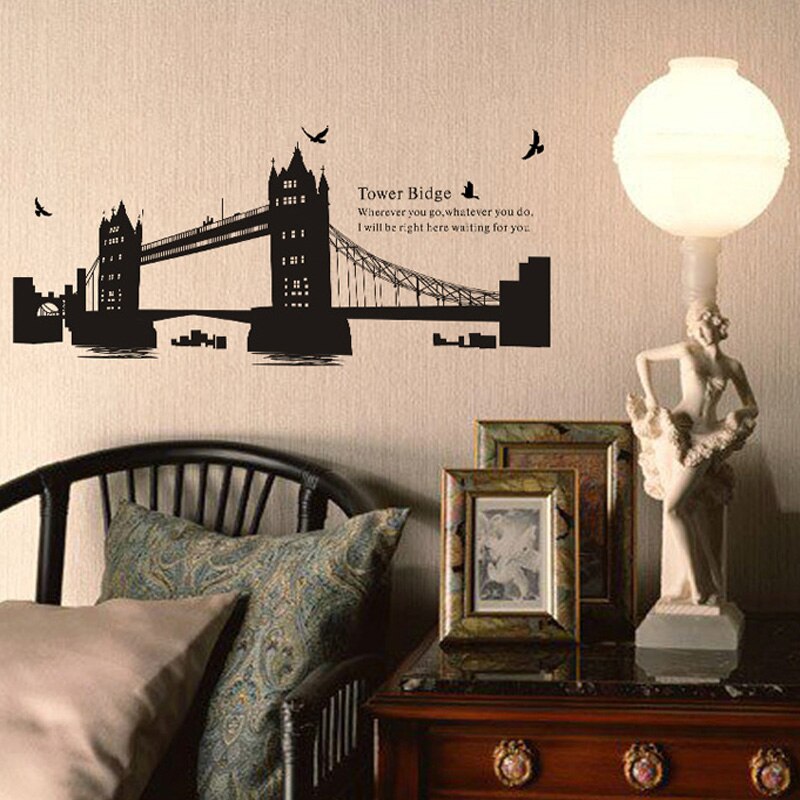London Wall Decals City Silhouette England Building Vinyl Murals Living Room Office wall Art Rotterdam Stickers Home Decoration