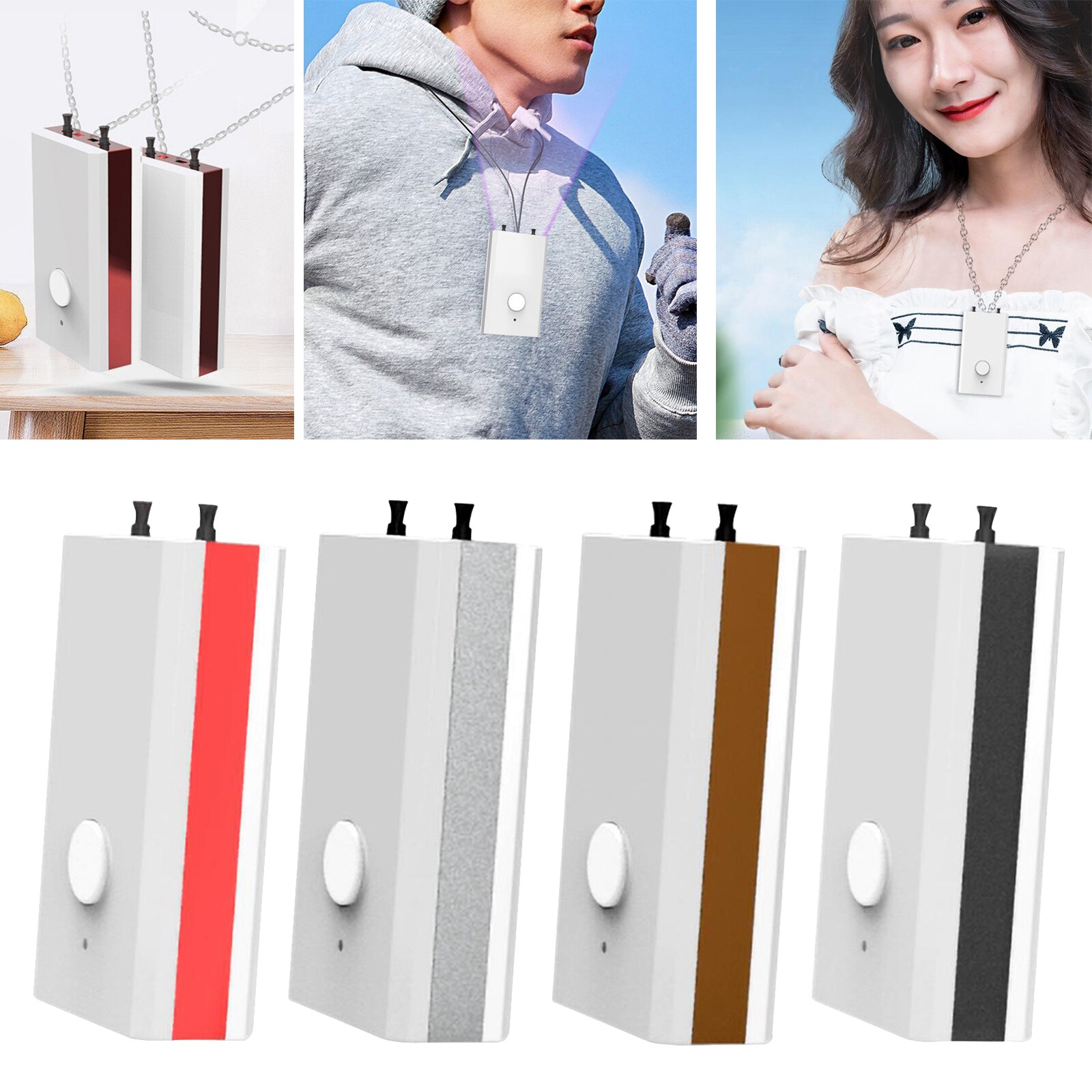 Negative Ions Air Purifier Necklace Wearable Air Cleaner USB Charging& Quiet