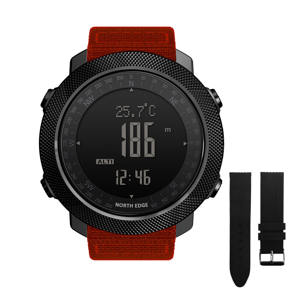Noord Rand Mannen Sport Horloges Hoogtemeter Barometer Kompas Thermometer Stappenteller Wereldtijd Horloges Digitale Running Wandelen Horloges: APACHE Orange-Rubber