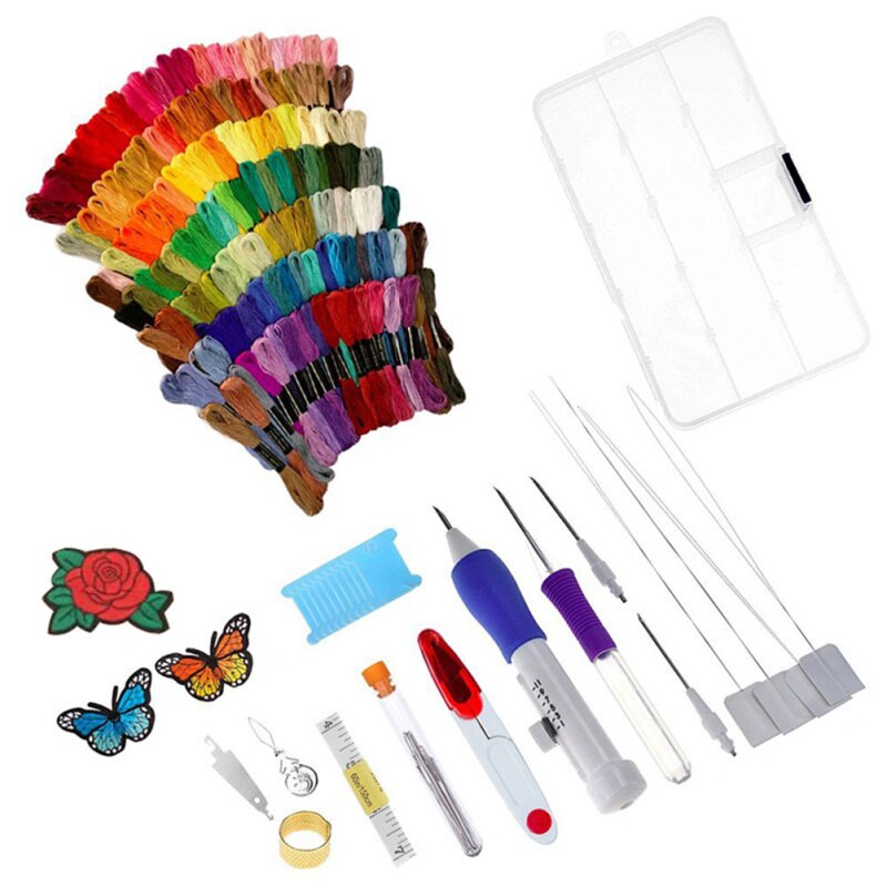 Magic Embroidery Pen Punch Needle Kit Craft Embroidery Threads Cross Stitch DIY Knitting Sewing Accessory Tools Hoop Handmade