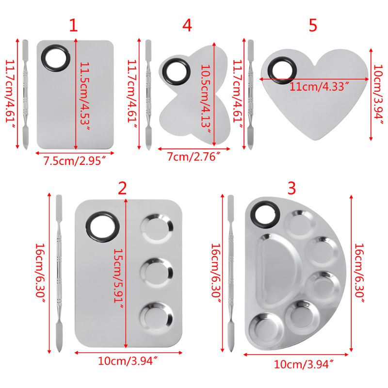 Roestvrij Staal Verf Palet Lade Mengstaaf Spatel Set Voor Nail Art Supply Schoolbenodigdheden Aquarel Olieverf Make-Up