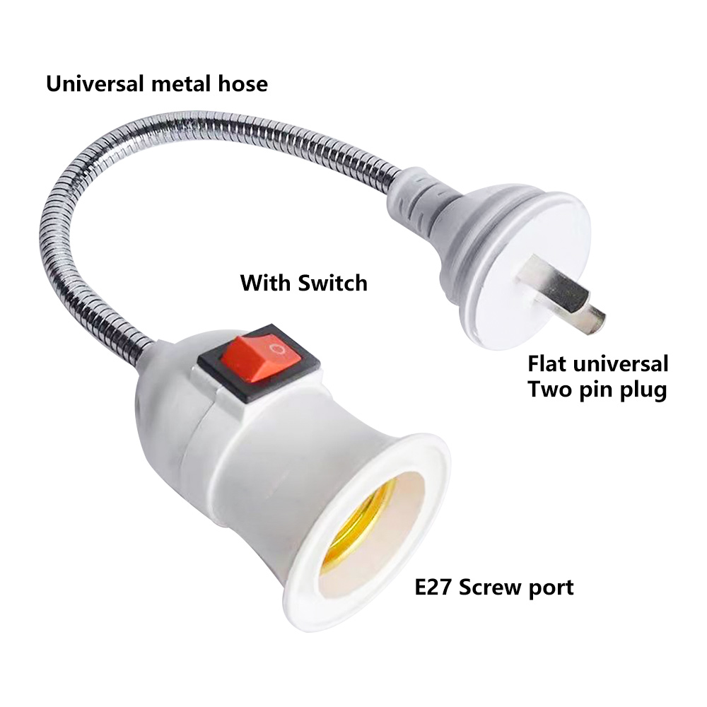 E27-Sockel-Adapter mit Ein-Aus-Schalter auf US-EU-UK-Stecker, flexible Verlängerung, Lampenfassung, Konverter
