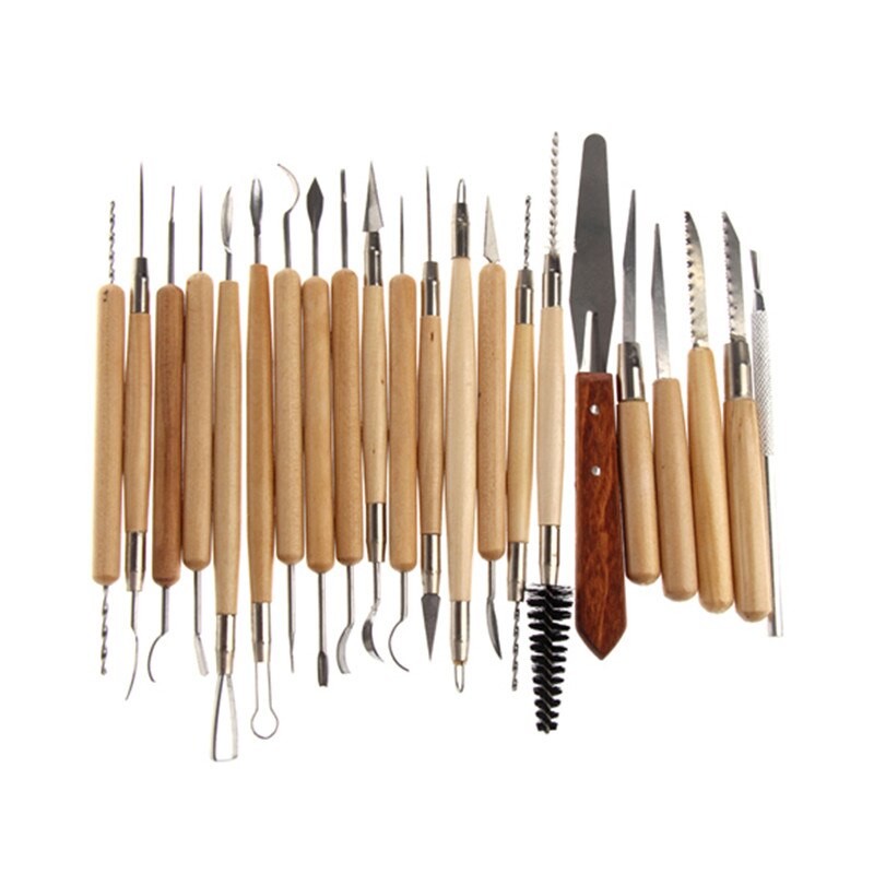 22pcs Clay Sculpting Tools Pottery Carving Tool kit Pottery &amp; Ceramics Ceramics Wooden Handle Modeling Clay Tools
