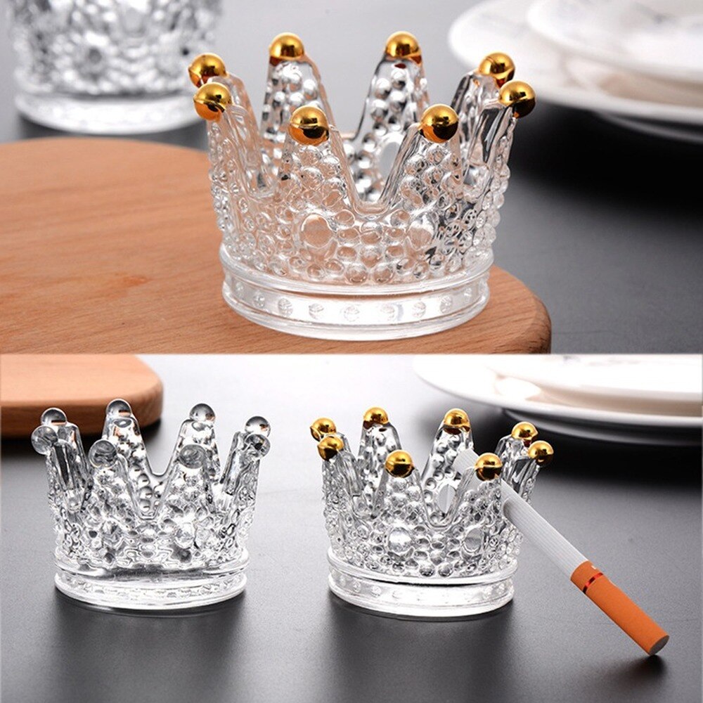 Crown Ashtray Glass Personality Ash Tray Transparent Wax Holder Candle Holder Ornaments Ashtray for Home Car