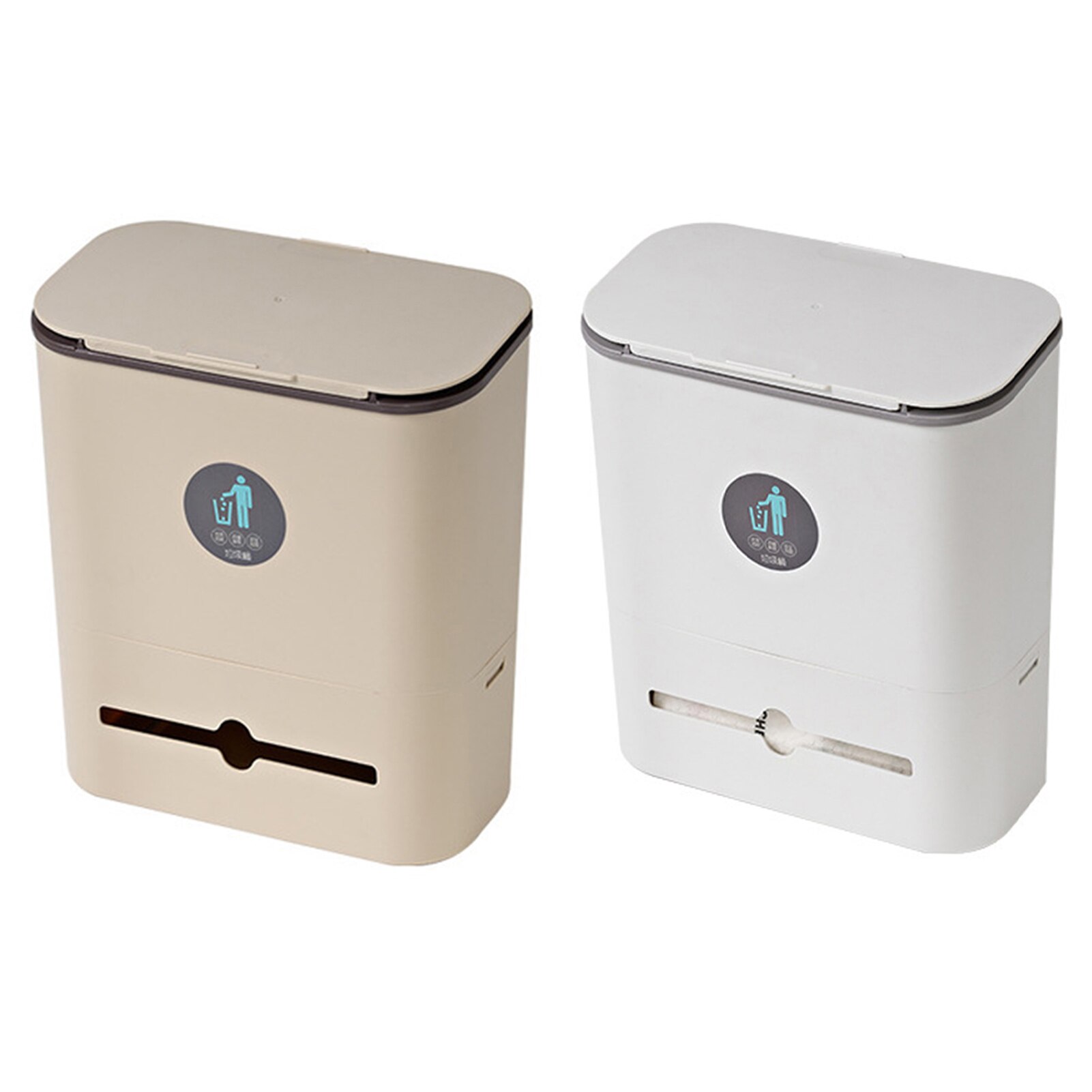 9L Hanging Trash Can Kitchen Cabinet Door Hanging Trash Bin Garbage Home Office Car Trash Can With Lid Food Waste Compost Bin