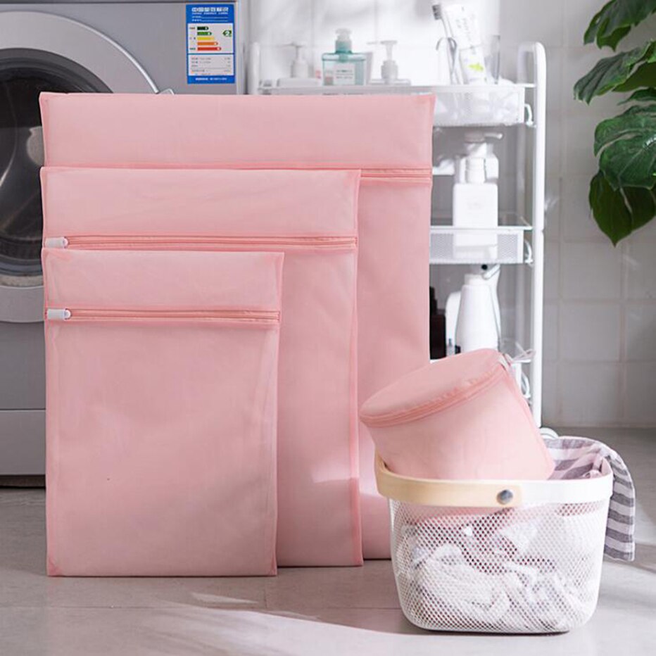 Pink Laundry Bag Washing Machine Bra Clothes Underwear Socks Mesh Bag Travel Sorting Pouch Wash Bags