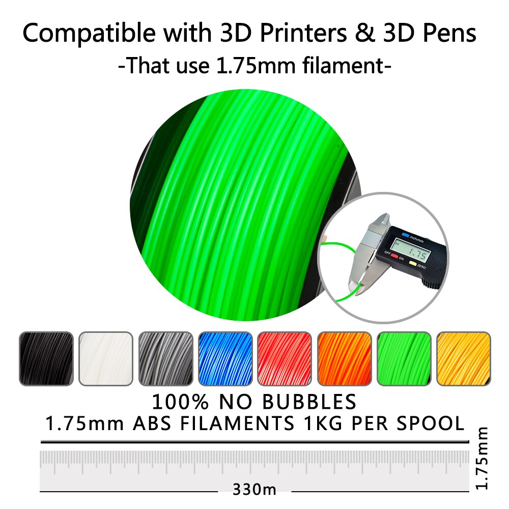 SUNLU 1.75 Filament ABS 1KG plastique ABS 3D Filament pour imprimante 3D précision dimensionnelle +/-0.02mm