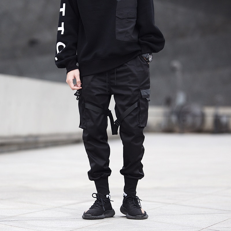Herre sort lomme cargo bukser harem joggers harajuku sweatpants hip hop bukser streetwear sweatpants bukser herre