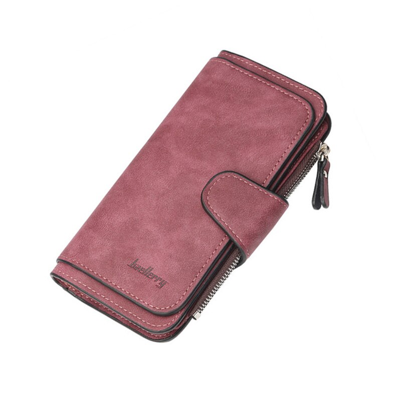 Baellerry Wallet Women Leather Luxury Card Holder Clutch Casual Women Wallets Zipper Pocket Hasp Ladies Wallet Female Purse: dark red