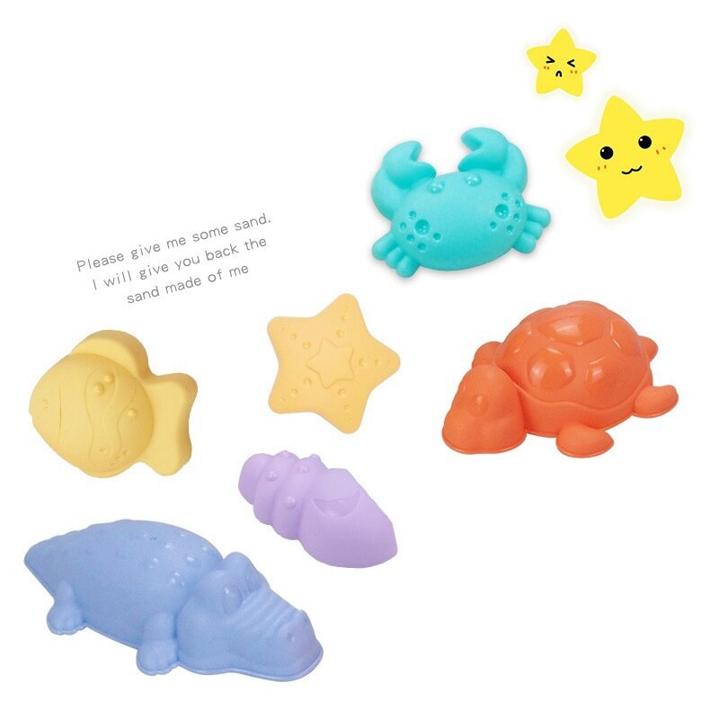 Soft Plastic Elephant Beach Toys Sand Toys for Kids Sand Bucket Rake Shovel Set Beach Turtle Crocodile Hippo Molds Toys