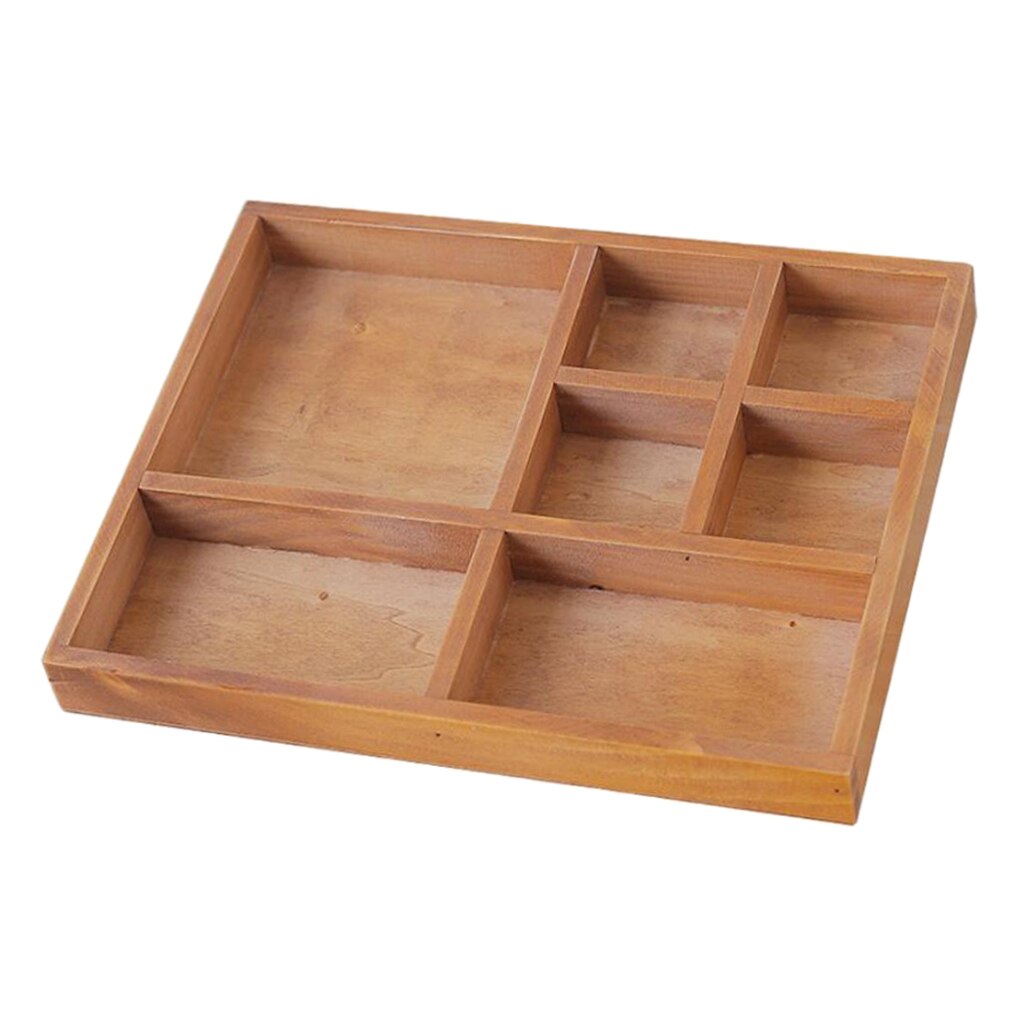 Desktop Storage Organizer 7 Compartment Living Room Office Supplies Wooden