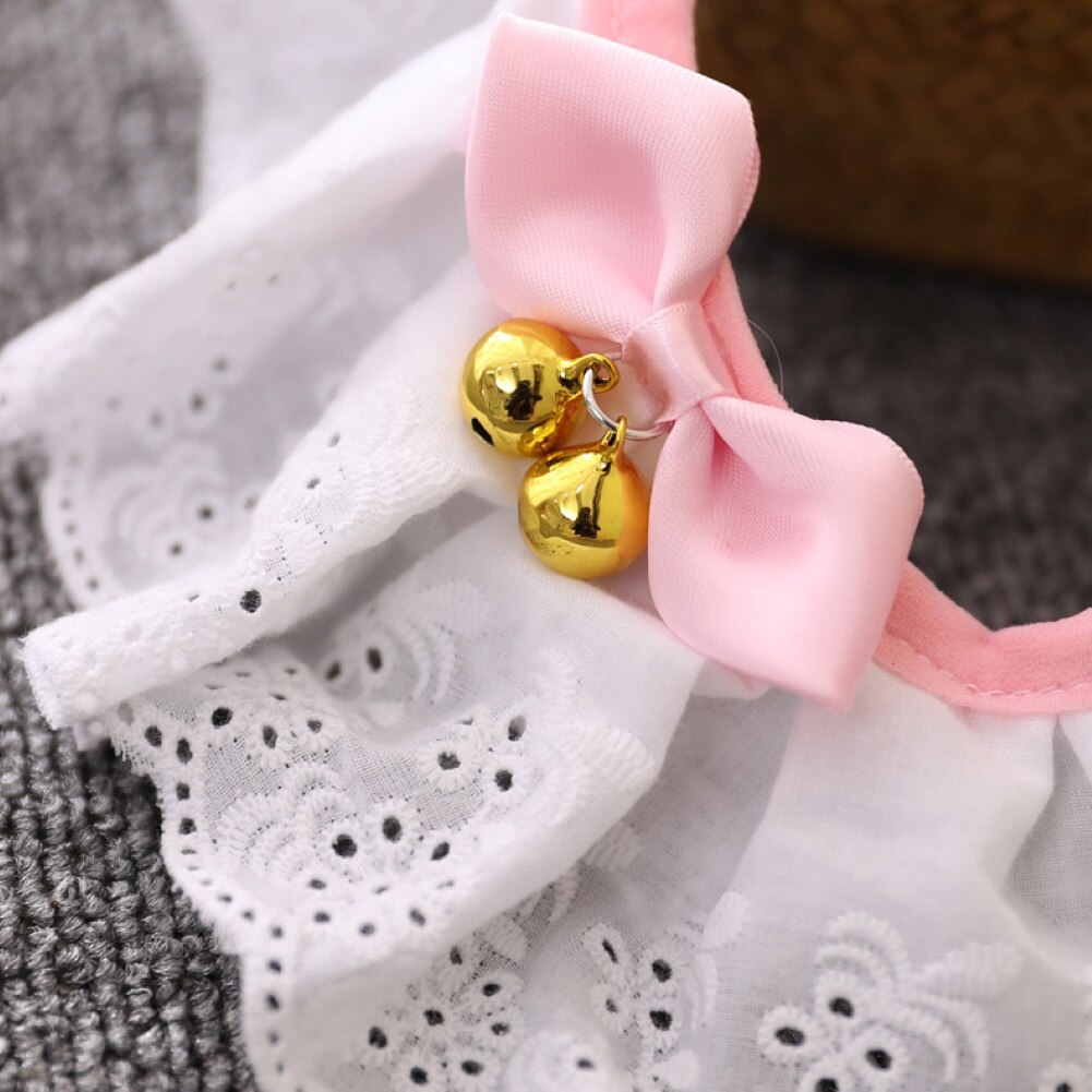 Collier cloche en dentelle pour chat, chaton fleur, nœud, ficelle, sangle de cou, fourniture pour animaux de compagnie, dentelle/fleur, décor de cou avec cloche