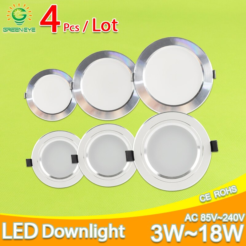 Sølv hvid ultra lys led downlight 3w 5w 10w 12w 15w 18w tynd rund led loft forsænket spot  ac85 ~ 240v downlight