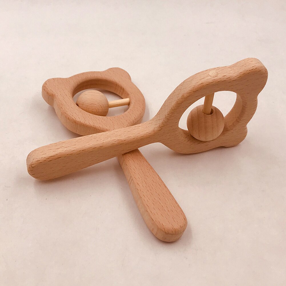 Baby Toys Wooden Teether Rattle Wooden Bracelet Hand Teething Rattles Musical Chew Play Gym Stroller Toys Children Teething Toy