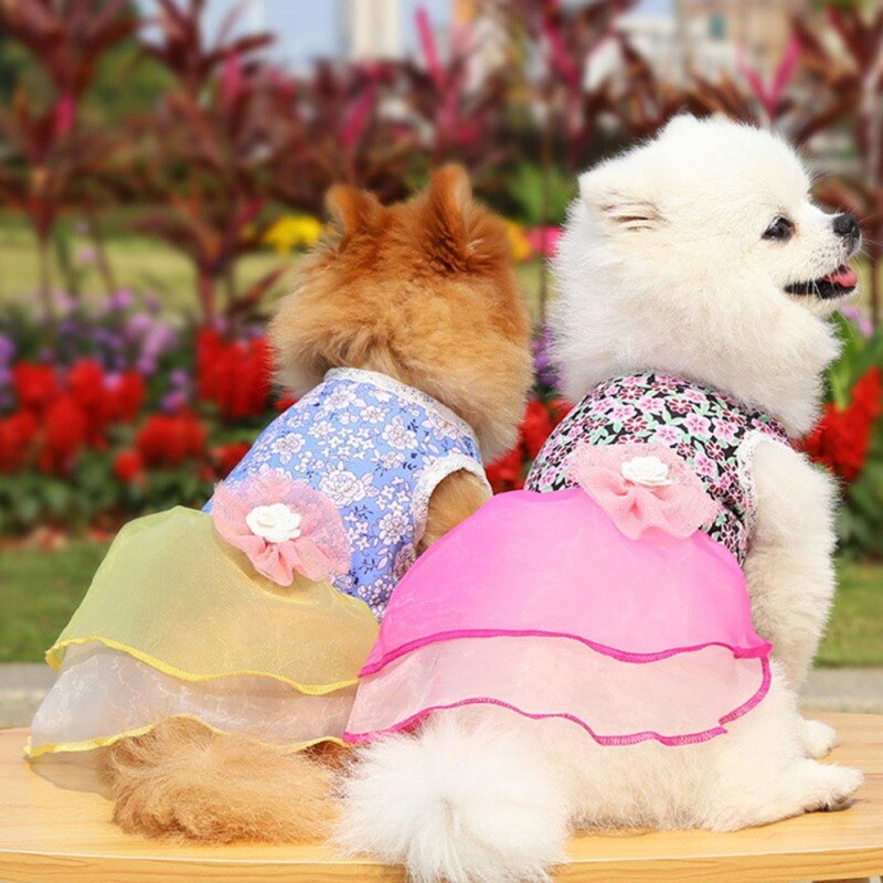Falda Floral de verano para perro, ropa para perro pequeño, de cumpleaños, vestido de boda, disfraz de cachorro, ropa para mascota de primavera