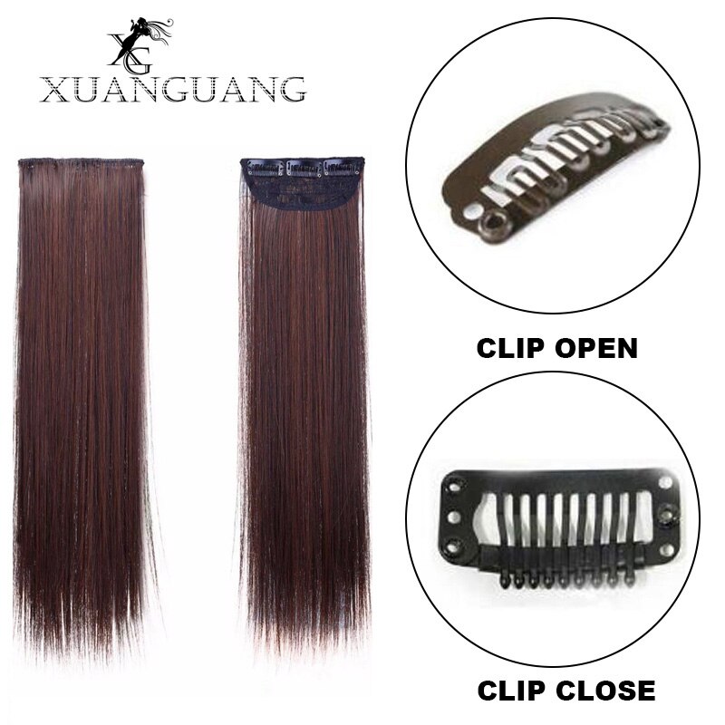XUANGUANG Extensions Woman Hair Clips In Hair Extension Straight Hair With Clips Blonde Hair Natural 7 Colors 18 inches
