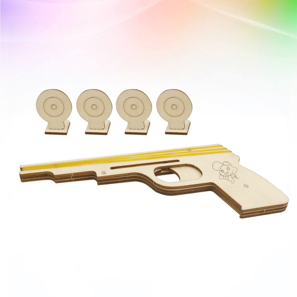 1 Set Rubber Band Shooter Retro Classic Wooden Assembled Launcher for Students Children