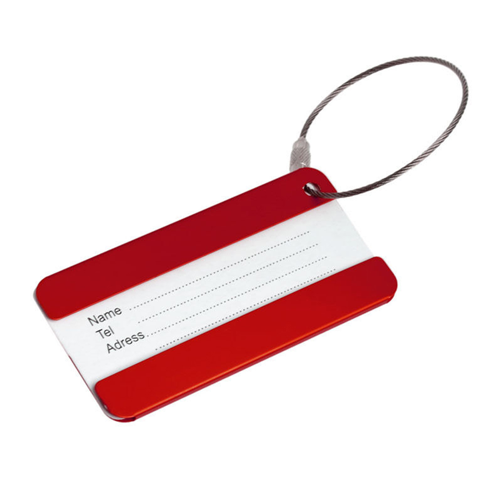 1 PC Reizen Bagage Label Riemen Koffer Naam ID Adres Tags Bagage Tags Travel Accessoires aluminium Funky: Rood