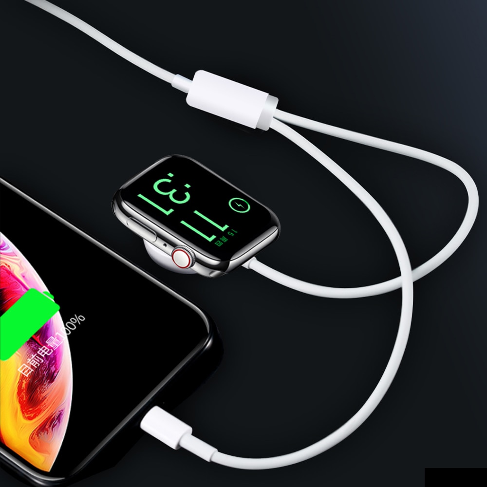 2 In 1 Snelle Oplader Kabel Voor Apple Horloge Se 6 5 Usb Qi Draadloze Opladen Station Voor Iphone 11 X Xs Xr 8 7 6 Iwatch 4 3 2 1
