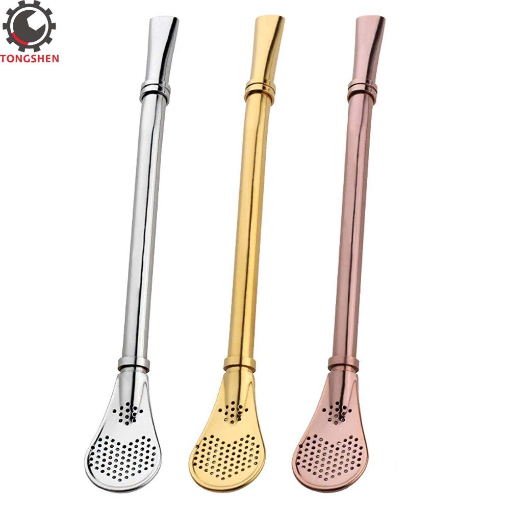 Mate Straw Stainless Steel 304 Drinking Spoon Straws Reusable Metal Drinking Straw Drinking Filter Straws 304 Food Grade