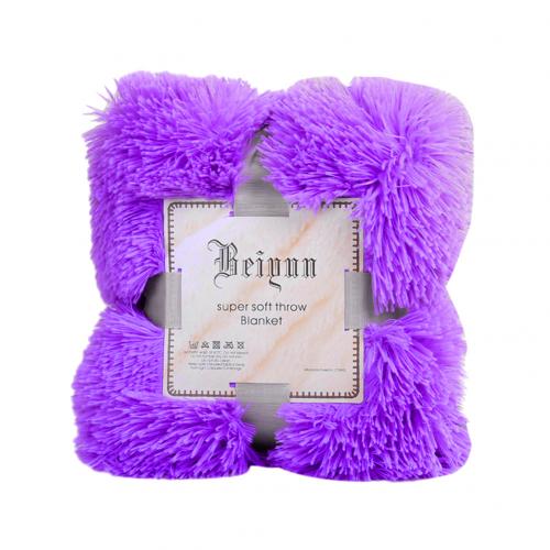 Super blød fuzzy pels faux hyggeligt med fluffy tæppe seng sovesofa sengetæppe langt shaggy varmt sengetøj lagen pudebetræk: Mørke lilla