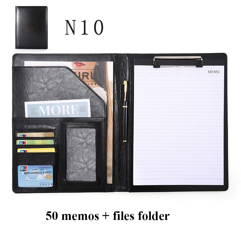 A4 Leather Clipboard File Folder Multi-function Folder Organizer Office Manager Clip Writing Pads Contract Briefcase Portfolio: A2