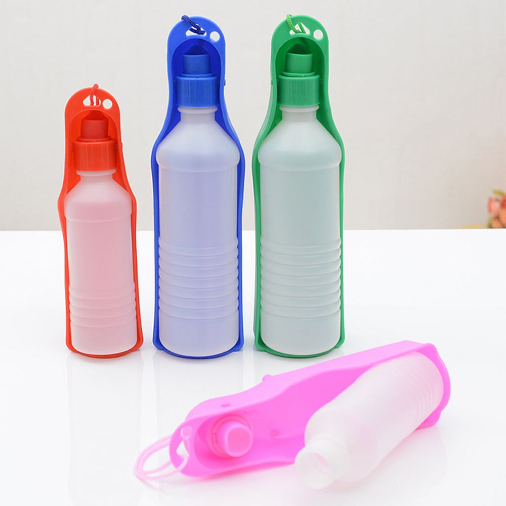 250ML/500ML Dog Water Bottle Portable Plastic Pet Dot Feeder Food Container Outdoor Walking Travel Pet Drinking Water Feeder