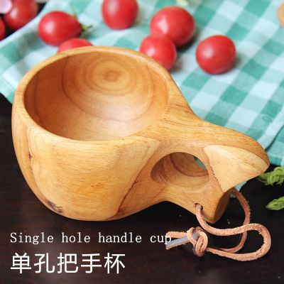 Portable hand-wood Environmental Milk 3D Beer Bottle outdoor travel Water glass wedding decoration: Single hole handle