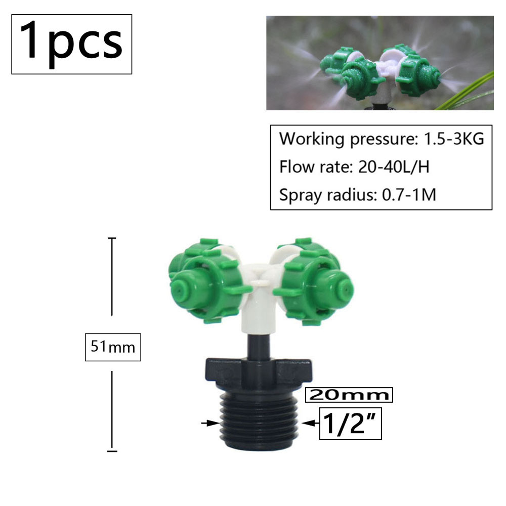 1/2" Mist Sprinkler 1/4/5/7-way Fog Sprinkler Nozzle Adjustable Misting Water Automatic Flower Watering Garden Atomizer: PURPLE