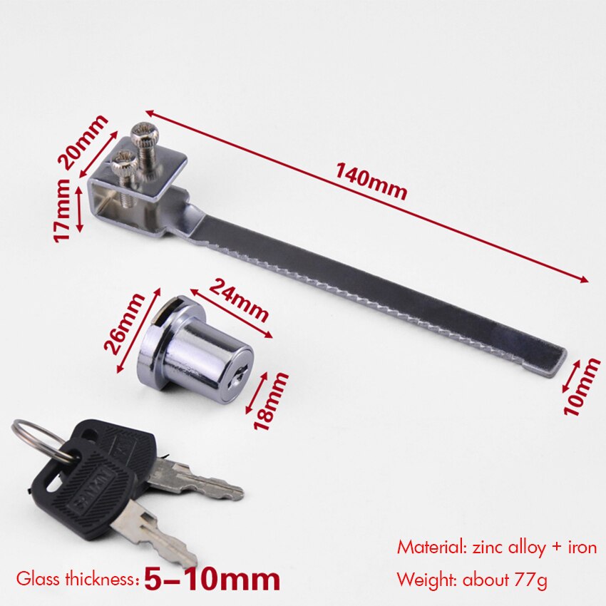 Sliding Glass Door Lock with Keys Sawtooth Counter Security Lock Showcase Display Cabinet Lock Home Shop Hardware Safety Locks