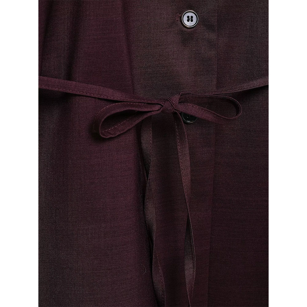 DUOPERI Damesmode met riem Effen blouse met enkele rij knopen Vintage gekerfde hals Lange mouwen Vrouwelijke chique damesoverhemden