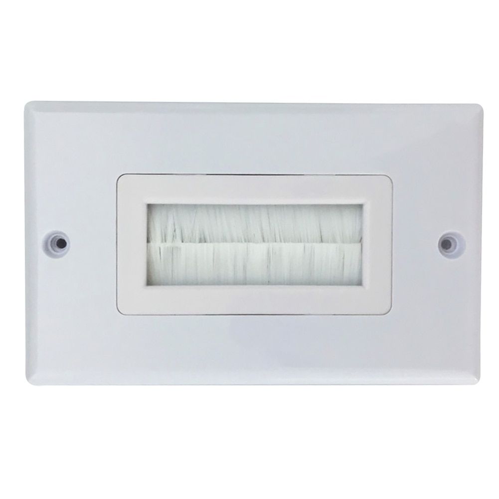 Easy Install Insert Cover Outlet Mount Cable Pass Through ABS Panel Brush Plate Anti Dust Single Gang Wall Socket Durable White
