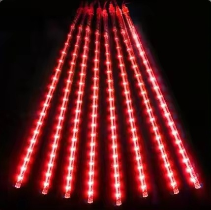 30/50cm 8 tubos lluvia de meteoros luces LED de cadena decoraciones para árboles de Navidad guirnalda de calle para decoración Navidad Año Navidad: L / Color zafiro profundo / CORNAMENTA