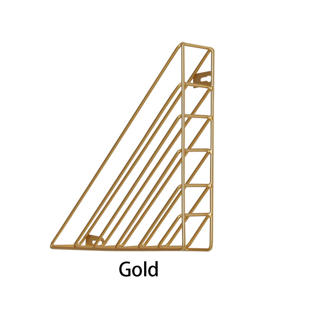 Metal Triangle Wall Shelf Wall Mounted Wall Decoration Magazine Book Storage Rack Crafts Display Stand Wall Shelves Home Decor: Gold
