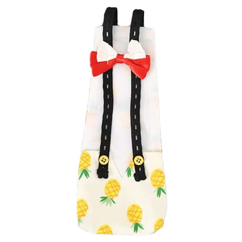 Couche-culotte de canard imprimé banane ananas, couche-culotte lavable réutilisable réglable avec nœud papillon pour volaille: 7HH1404045-3-S