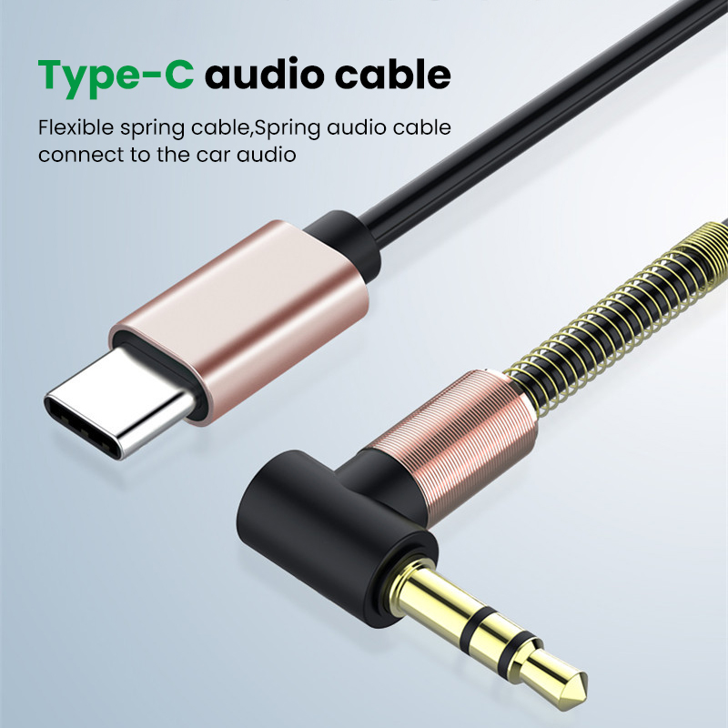 Kabel audio typu C typu C/3,5 mm do gniazda 3,5 mm AUX do tabletu Samsung Xiaomi Podłącz do głośnika Kabel sprężynowy słuchawek