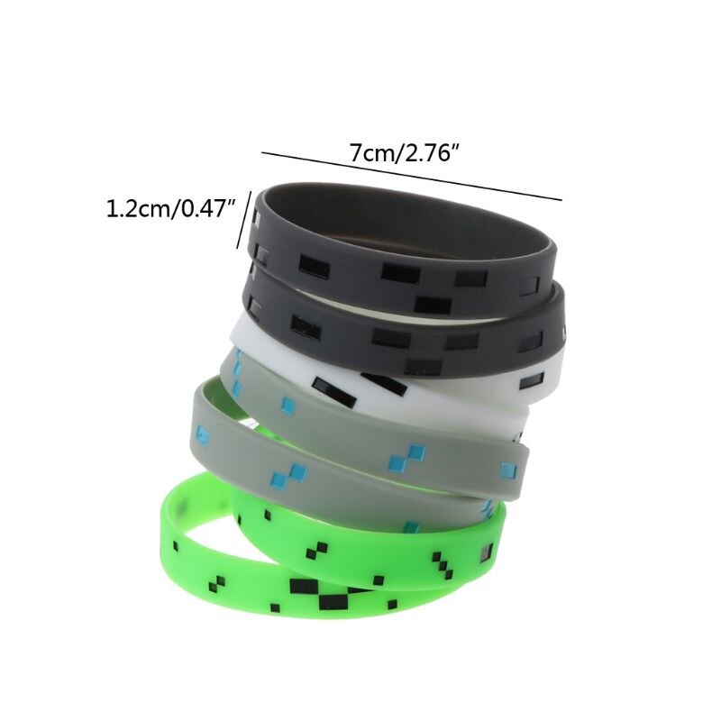 8 unids/set mixto pixelada minero elaboración estilo pulseras de personaje pulsera de silicona