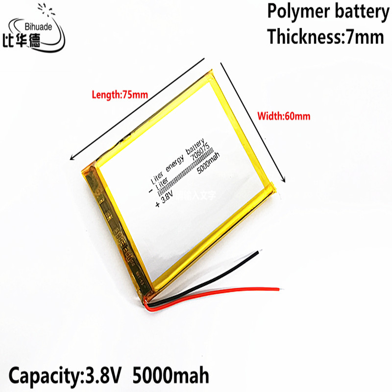 Hochwertiger 3.8v,5000 -mah 706075 lithium-polymer-akku (li-ion) für tablet-pcs, powerbanks und gps-geräte ,mp3,mp4