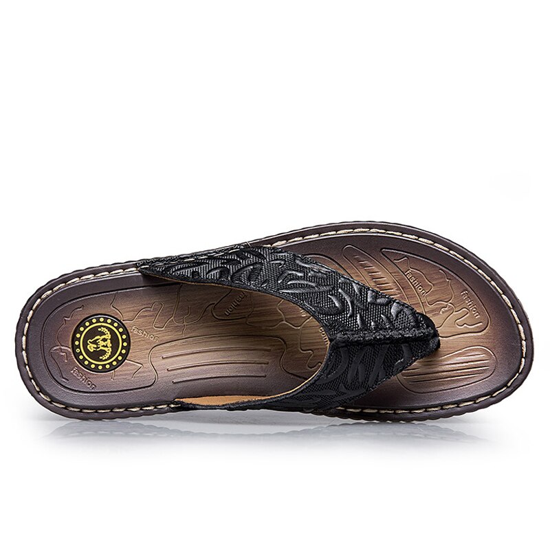 Heren Slippers Zomer Outdoor Antislip Platte Slippers Voor Mannen Pu Lederen Luxe Sandaal Comfortabele strand Slippers
