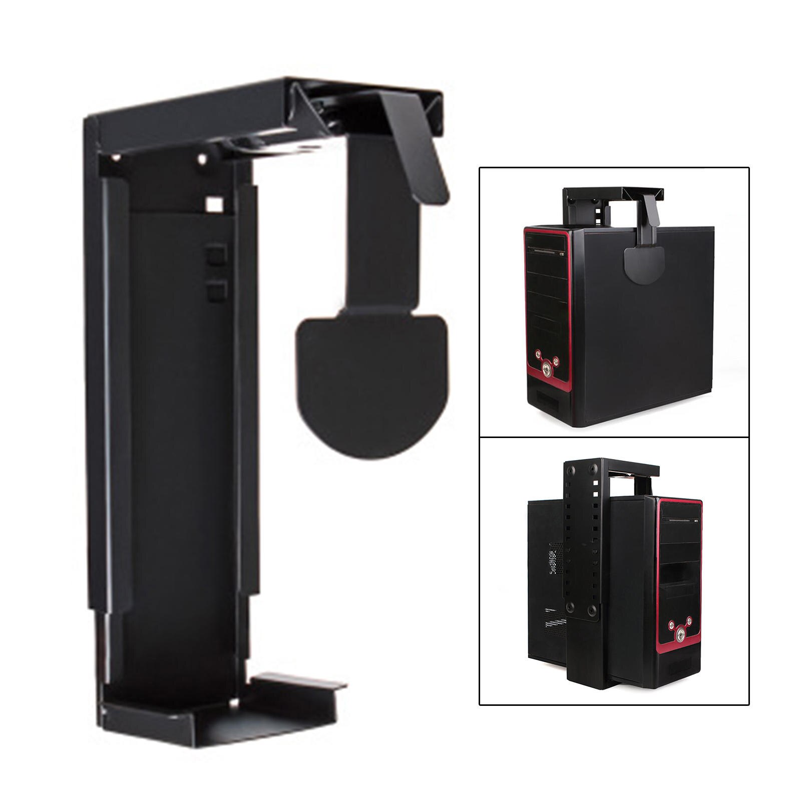 Support universel de boîtier PC, fer de bureau suspendu sous le bureau, boîte de châssis, support d&#39;étagère fixe pour moulage d&#39;ordinateurs: Black