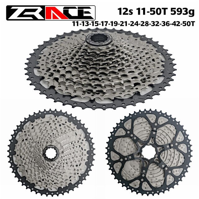 Zrace fietscassette 8 9 10 11 12s mtb vliegwiel mountainbike freewheel compatibel voor alivio / deore / slx / xt: 12s 11-50t 593g