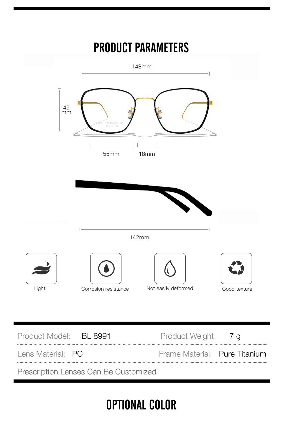 Rene titanium briller ramme mænd recept firkantede fuld ramme briller rammer kvinder nærsynethed optiske forretningsbriller