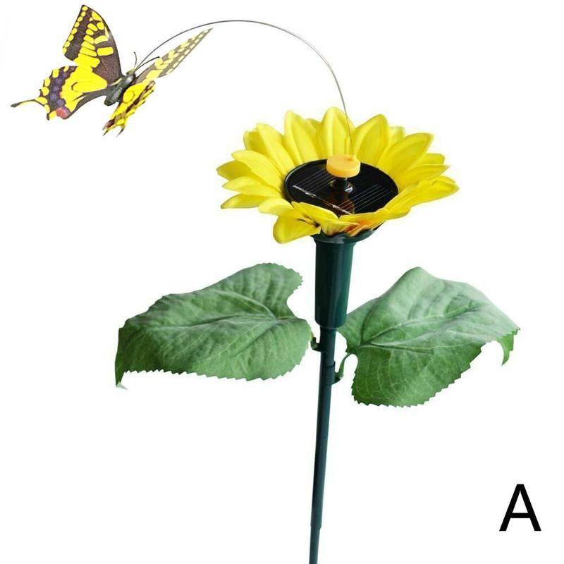 1pcs Solar Hummingbird Simulation Sunflower Butterfly Plant Hummingbird Decor Potted Solar Hummingbird Yard Ornaments For G F9S6: A Butterfly