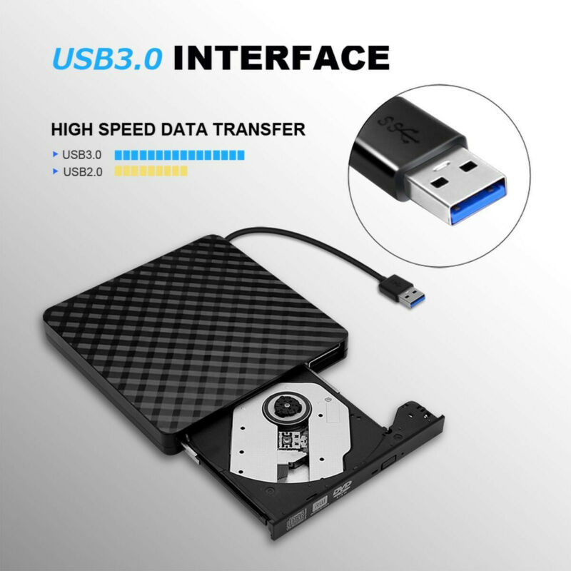USB 3,0-Unidad óptica externa de alta velocidad, reproductor de CD/DVD, CD/DVD RW ROM, color negro
