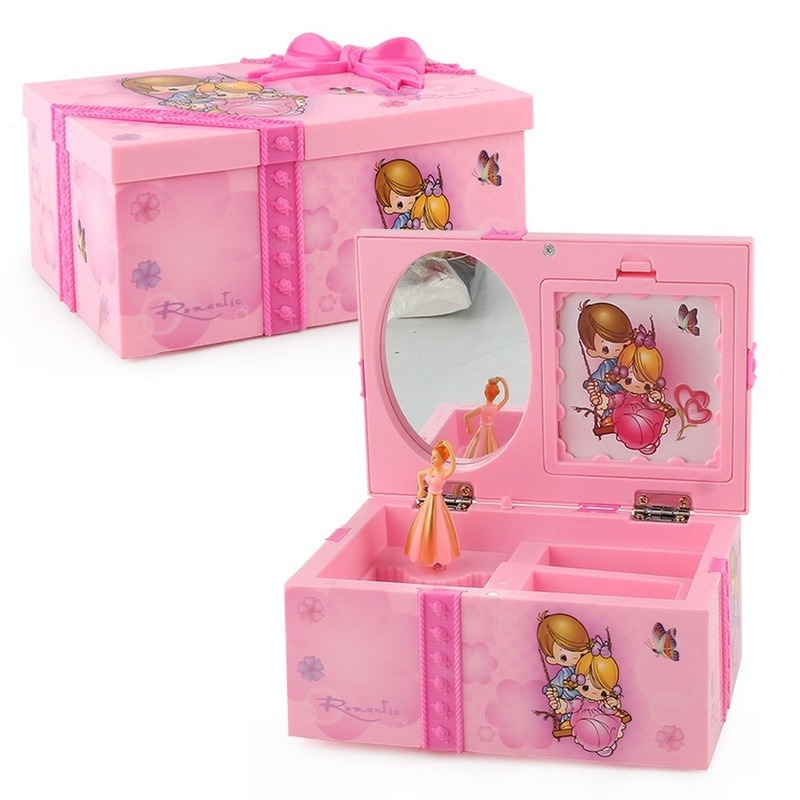 Roze Dansen Meisje Muziekdoos Ornamenten Home Decor Sieraden Organizer Muziekdoos